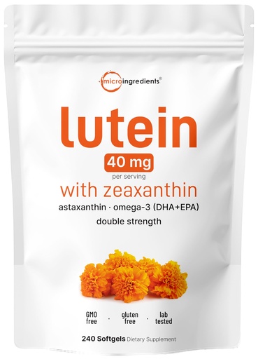 [BRSWYY33CIMQA3LH] Micro Ingredients Lutein & Zeaxanthin 40mg Softgels, 240 Count, with Astaxanthin, Omega-3s, & Phospholipids | Eye + Vision Health Vitamins | Third Party Tested, Non-GMO, Gluten Free