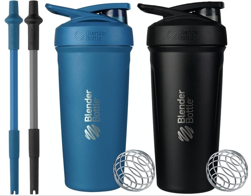 [BRSW2BACCAHB4DYZ] BlenderBottle Strada Shaker Cups with Silicone Straws, (2 24-Ounce Bottles and 2 Straws)
