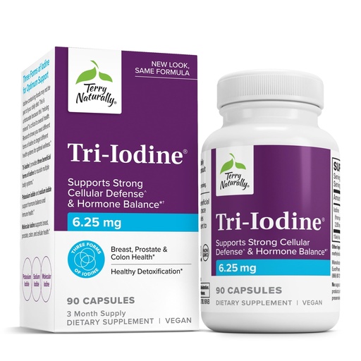 [BRSWIYA7CACQEAAV] Terry Naturally Tri-Iodine - Support Thyroid Health - Aids Hormone Balance with Molecular Iodine from Kelp - Features Potassium Iodide & Sodium Iodide - Brain & Energy Support - 6.25mg, 90 Capsules