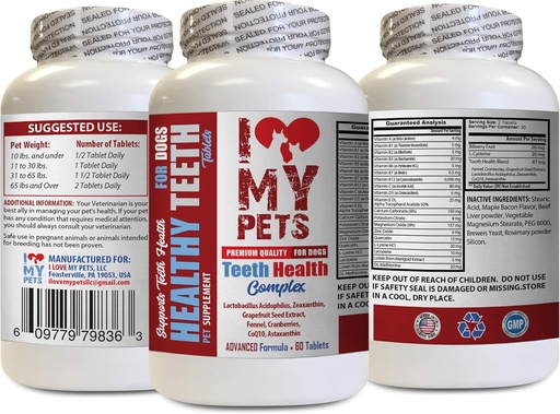 [BRSWGHQOA4OWGH36] I LOVE MY PETS LLC Dog Gum Health - Dog Teeth Health Complex - for Healthy Gums and Bad Breath - Dog Mineral Supplement - 60 Treats (1 Bottle)