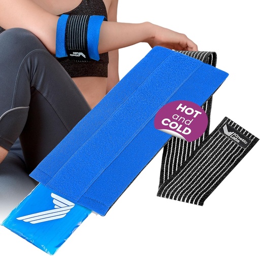 [BRSWKFL6OR4R433I] Ice Pack Wrap with Elastic Strap by Kinetic Labs - Hot Cold Gel Pack for Injuries - Reusable Ice Pack for Neck Foot Ankle Head Wrist Leg Shoulder Arm Thigh Knee Surgery (Regular)