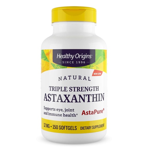 [BRSWIHLRDJ6RKETM] Healthy Origins Astaxanthin 12 mg (Natural, Astapure, Triple Strength, Non-GMO, Gluten Free, Eye Support, Joint Support, Immune Support), 150 Softgels