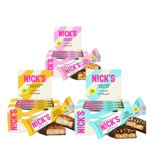 [BRSW2HY3PMBWKF3Z] Nick's Sampler Pack Swedish Style Protein Bars, Keto Friendly Snack Bars, No Added Sugar, 5g Collagen, Low Carb Protein Bar, Low Sugar Meal Replacement Bar, Keto Snacks, 36-Count