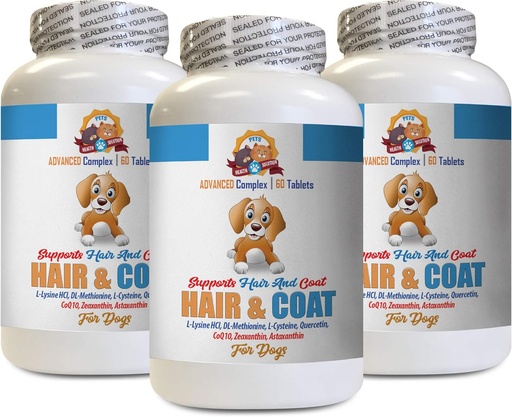 [BRSWGH36AVYGAGQU] Immune Boost for Dogs - Dog Hair and Coat Health - Skin Itch Relief - Nail Health - Dog antioxidant Supplements - 3 Bottles (180 Tablets)