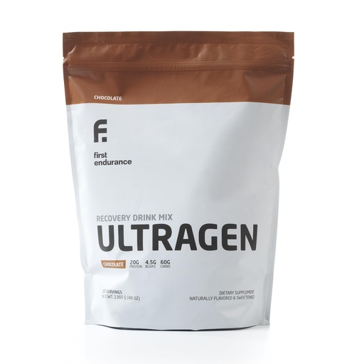 [BRSWKYYPPMOGMCTG] FIRST ENDURANCE Ultragen Workout Recovery Drink Powder, Protein Mix, Boosts Energy, Accelerates Recovery | Chocolate, 15 Servings