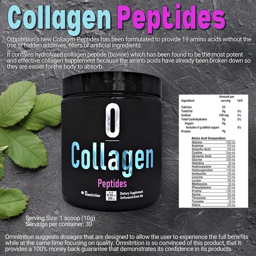 [BRSW2BQDBYFRY3DL] Omnitrition Collagen Peptides Dietary Supplement, Unflavored 9001 30 Serving Bottle
