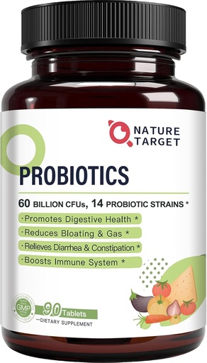 [BRSWYCYHCMNAOD3L] Probióticos para Mujeres, Hombres y Niños, 60 Billones Probiótico para Salud Digestiva -14 Estragos, Prebióticos y Probióticos para Gut Health &amp; Immune Support, Gluten Free, Non-GMO, 90 Tablets