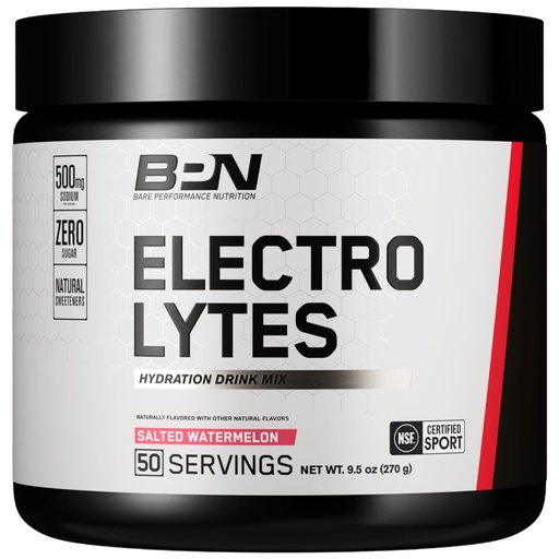 [BRSW2HY7OIDW2CTA] BARE PERFORMANCE NUTRITION BPN Electrolytes Hydration Drink Mix | Sugar Free Electrolyte Powder | 500mg Sodium per Serving | Naturally Sweetened | Salted Watermelon, 50 Servings