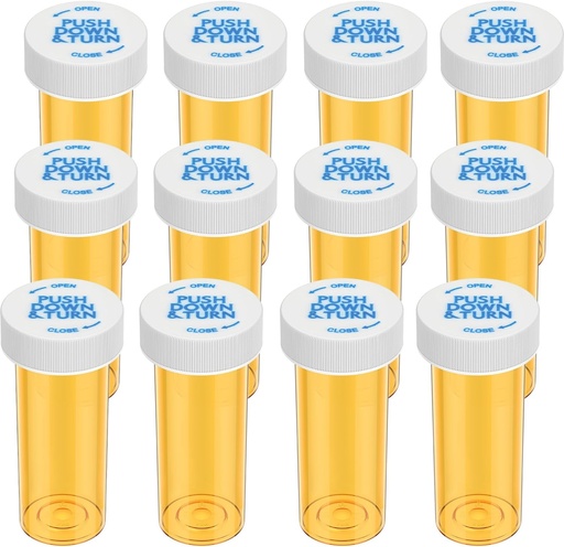 [BRSRAY35OIAREE34] Medicina de plastic sticle de plastic gol cu capaci rezistente pentru copii (12 ambalaj), 8 Drama mici prescripţie flacon medicament Containere călătorie pastile Sticle clare Pilula Organizatori de caz