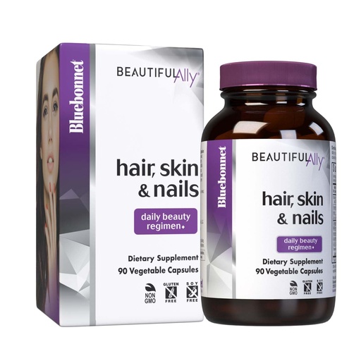 [BRSWGEABCUFRMH32] Bluebonnet Nutrition Beautiful Ally Hair, Skin & Nails, Hydrolyzed Collagen from Grass Fed Cows, Collagen Peptides Type 1 & 3, Non GMO, Gluten Free, Soy Free, Milk Free, 90 Vegetable Capsules