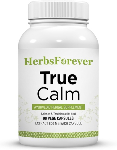 [BRSWIYIGAADAAHT2] Herbsforever Cápsulas de calma verdaderas Formulación herbal ayurvédica Fórmula de alivio proporciona calma y sueño cómodo 90 cápsulas de Vege 800 Mg cada uno