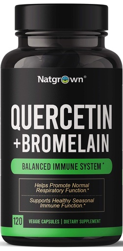 [BRSWYFTYCQHGMYL5] Natgrown Quercetin with Bromelain Supplement Complex - 120 Capsules