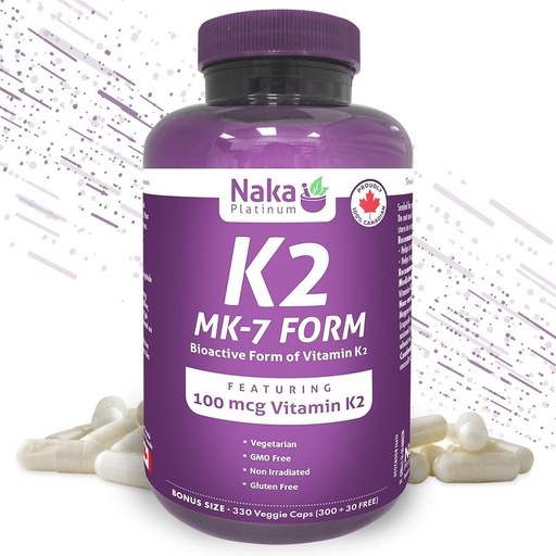 [BRSWY2T7OIBWMCDD] K2 MK-7 330, Naka Platinum K2 (MK-7 Form) 330 Veggie Caps - Exclusive Size: 300 + 30 Free, 330 Count
