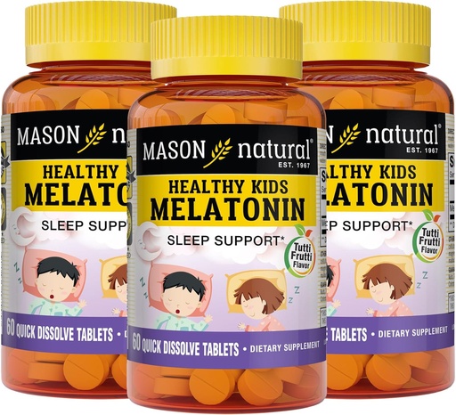 [BRSRM2QYCIGRSFLH] MASON NATURAL Healthy Kids Melatonin, for Children, Supports a Healthy Sleep, Fast Acting, Fruit Flavored, 60 Quick Dissolve Tablets (Pack of 3)