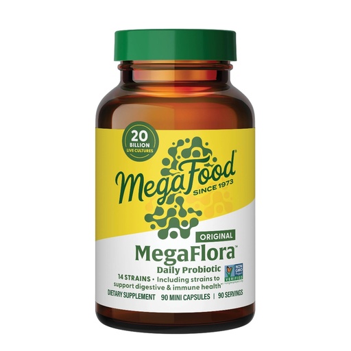[BRSWIYYIAR6QOELI] MegaFood MegaFlora Probiotic - Probiotics for Women Digestive Health - Immune Support Supplement - 20 Billion CFU - 14 Strains - Non-GMO - Vegetarian - 90 Mini Capsules (90 Servings)