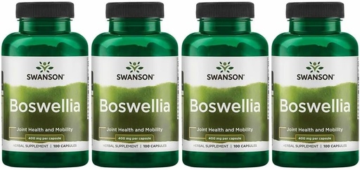 [BRSWGFD3BYBGGFLL] Swanson Boswellia - травяная добавка, способствующая совместной поддержке - Аюрведическая трава для поддержки гибкости и мобильности суставов - Сделано с смолой Boswellia Serrata - (100 капсул) (4 пакета)