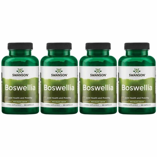 [BRSWGFD3BYBGGFLL] Swanson Boswellia - Herbal Supplement Promoting Joint Support - Ayurvedic Herb for Joint Flexibility & Mobility Support - Made with Boswellia Serrata Resin - (100 Capsules) (4 Pack)