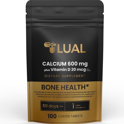 [BRSRAHYYOR7BGEY6] LUAL Calcium Bone Health Dietary Supplement Tablets, 600 mg, 100 Count