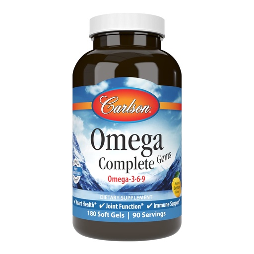 [BRSWIZYDOIDRQYLE] Carlson Omega Complete Gems, Omega-3-6-9, Wild Caught, 180 Softgels | Complete Omega Blend; Sustainably Sourced