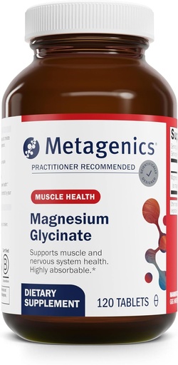 [BRSWI237ON4G23YZ] Metagenik Magnesium Glycinate - Sangat Absorbable - Dukungan untuk Sleep, Stress Relief, Muscle, Bone, Heart & Nerve Health - Gluten- Non-GMO - Vegetarian - 120 Tablet