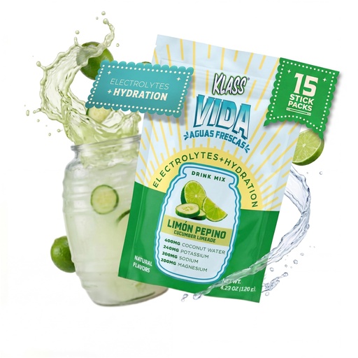 [BRSRAGIFPJ6AMG3X] KLASS VIDA Daily Hydration | Cucumber Limeade Electrolytes | 15 Sticks | Coconut water and minerals support everyday hydration, refreshing cucumber limeade flavor, vegan