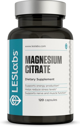 [BRSWEBIDOZ7QKDLA] LES Labs Magnesium Citrate – 压力缓解,休眠,心脏健康,代谢,Nerve & Muscle函数 – 非GMO 补编 – 120 Capsules