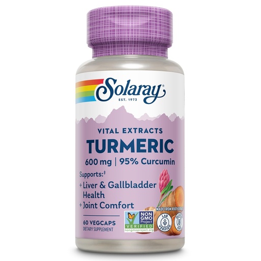 [BRSWKHQYAYHW2ETU] SOLARAY Turmeric Supplement 600mg - Turmeric Root with 95% Curcumin - Joint Support Supplement - Joint Health, Gallbladder and Liver Support, Non-GMO, Vegan, Gluten Free, 60-Day Guarantee, 60 Servings