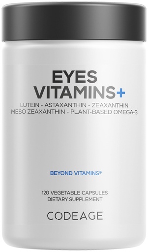 [BRSWYZQOBAIGAHTL] Codeage Eyes Vitamins - AREDS 2 Based Formula Supplement - 2-Month Supply - Vitamins A, C, E, Zinc, Lutein, Astaxanthin, Zeaxanthin, Eyebright, Marigold, Bilberry, Saffron, Omega-3-120 Capsules