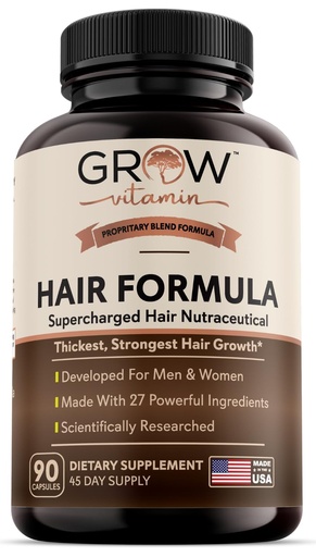 [BRSW2FABOB6AIAL7] Grow Vitamin All in One Hair Formula for Men & Women - Advanced Hair Formula Includes Biotin, Saw Palmetto, DHT Blocker & Trace Minerals - Hair Supplement for Hair, Skin & Nails - 90 Capsules