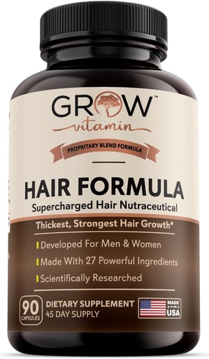 [BRSW2FABOB6AIAL7] Kasvatage vitamiini Kõik ühes juuste valemis meestele ja naistele - Advanced Hair Formula sisaldab biotiini, Saw Palmetto, DHT Blocker & Trace Minerals - Juukselisandid juustele, nahale ja küüntele - 90 kapslit