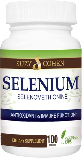 [BRSRMYANO4PBSAL7] Suzy Cohen Selenium Supplement 200 µg, Fenntartása Egészséges szív, Immunrendszer, Support Thyroid, Prostate Function, Élesztő mentes kelátált Tummy Friendly Amino Aminosav, Highly Bioavailable, 100 Veg Kapszula