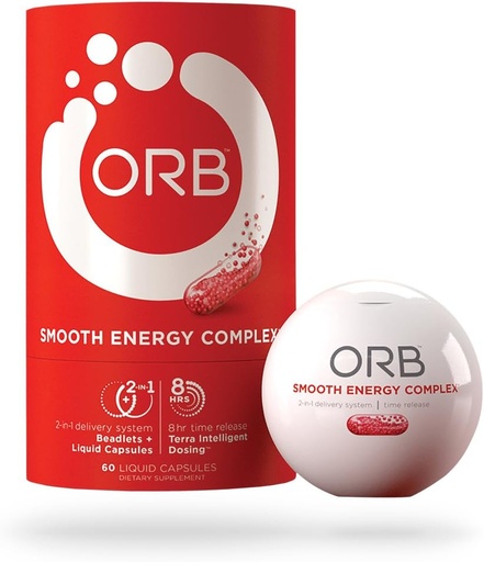 [BRSWKHYQAYFQ4DD5] ORB Smooth Energy Complex – Energy Formula + MCT Oil for Easier Absorption | Provides Sustained Smooth Energy, Supports an Alert Mental State, Time-Released Beadlets for Consistent Energy – 60 Count