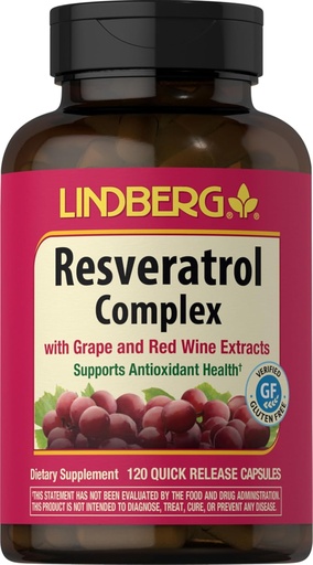 [BRSWIBIFAQFRAAY7] Lindberg Resveratrol Supplement 120 капсули комплекс з виноградним насінням та червоним вином не-GMO, клейковини безкоштовно