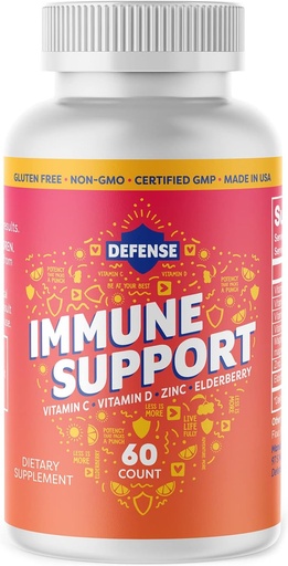 [BRSRM2YBC4PGOAD6] Supplement for Adults | 30 Day Supply| Immunity Booster for Men and Women with Vitamin C, Zinc, Elderberry, and Vitamin D3, Daily Antioxidant Boost, Non GMO, Gluten-Free |