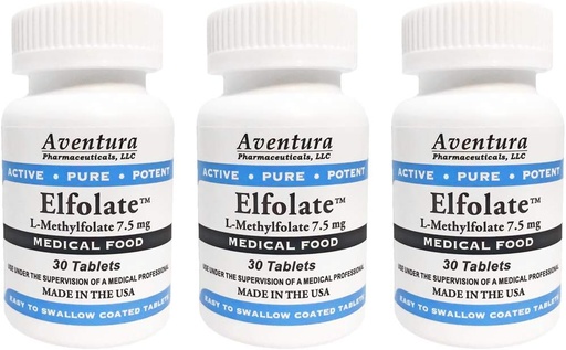 [BRSWYYYROYNBGHLF] ELFOLATE® 7.5mg 3 Packung L-Methylfolat Methyl Folat Methylfolat Medizinische Nahrungsergänzungsmittel Professionelle Stärke Aktiver Reiner Potent 30 Tabletten