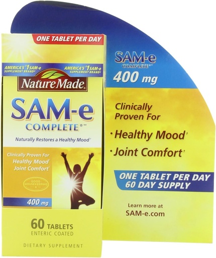 [BRSWGGAKDMFWOCLJ] Naturlaget SAM-e Komplett 400 mg. Tablett (hjelper støtte sunn Mood & Joint Comfort) verdi Størrelse 60 ct