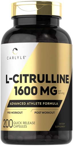 [BRSROGL4OANGYDY2] Carlyle L Citrulline 1600mg | 200 Capsules | for Men and Women | Advanced Athlete Formula | Non-GMO & Gluten Free Supplement
