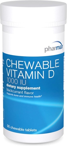 [BRSWIYIZCIOR42DO] Pharmax Chewable Vitamin D (1000 IU) | Supports Development and Maintenance of Bones and Teeth | 90 Chewable Tablets