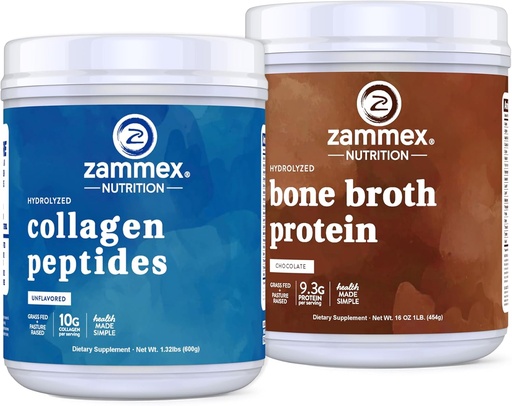 [BRSRMCQROQCWE3A4] Zammex Collagen Peptides+Chocolate Bone Broth Powder