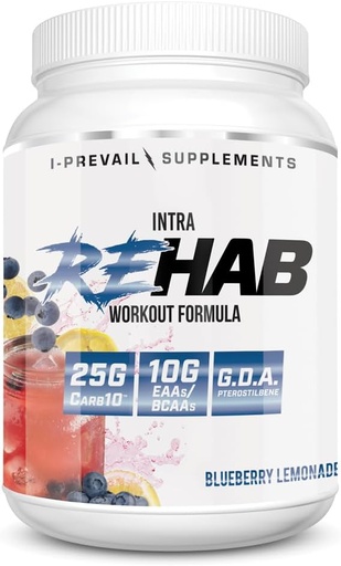 [BRSW2CD6OQBAO2YZ] Rehab High Performance Intraworkout Formula 10g BCAA & EAA – Carb10 | Enhance Recovery & Hydration | Keto Friendly | 25 Servings (Blueberry Lemonade, 25 Serving)