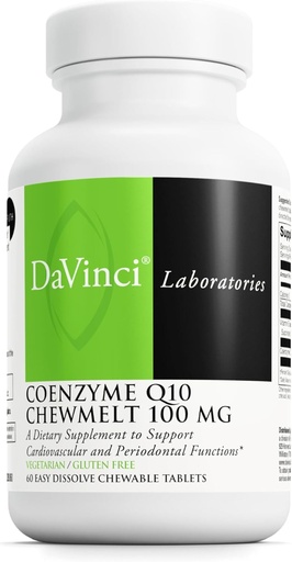 [BRSWIYIHCENWMHDI] DAVINCI Labs Co-enzym Q10 Chewmelt 100mg - Ondersteunt lever, hersenen, hartgezondheid en meer met vitamine E & CoQ10* - 60 Kauwtabletten