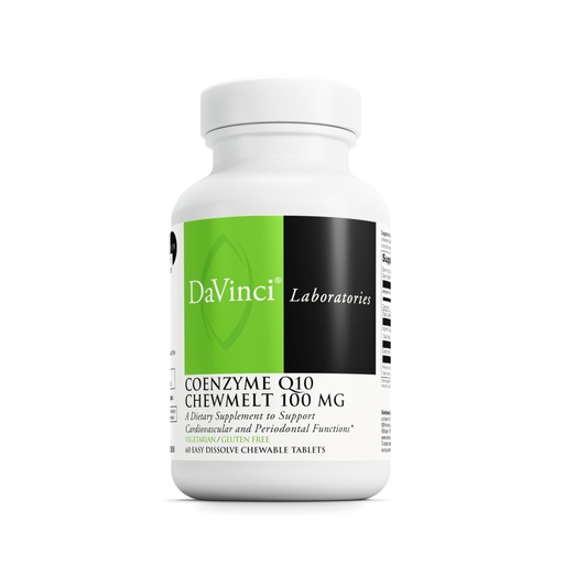 [BRSWIYIHCENWMHDI] DAVINCI Labs Coenzyme Q10 Chewmelt 100mg - Supports Liver, Brain, Heart Health & More with Vitamin E & CoQ10* - 60 Chewable Tablets