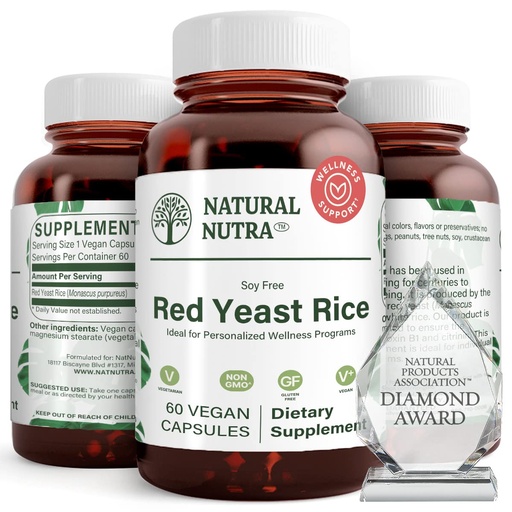 [BRSWYAYRAQOWMDLJ] Natural Nutra Red Yeast Rice Extract, Cardiovascular Support, Helps Enhance Immunity, Helps Maintain Body Fats & Fluid Flow, Improve Digestion, Gluten Free Supplements, 600 mg, 60 Capsules (2 Pack)
