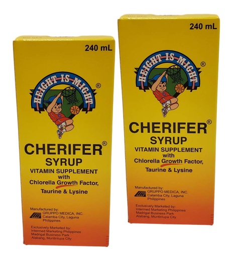 [BRSWYGL6CF5WM2DD] 2 Cherifer Syrup Chlorella Growth Factor, Taurine & Lysine 240ml Each