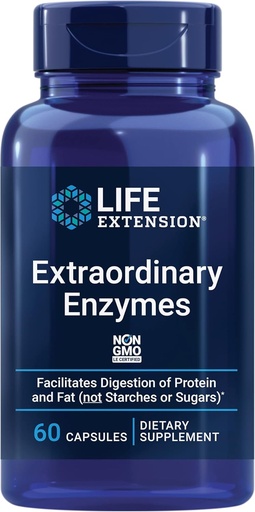 [BRSWI2YMOQMAI3YV] Life Extension Extraditional Enzymes, Ruoansulatuselimistön tuki, ravitseva imeytyminen, Ruoansulatuselimistön entsyymit, non-GMO, 60 kapselia