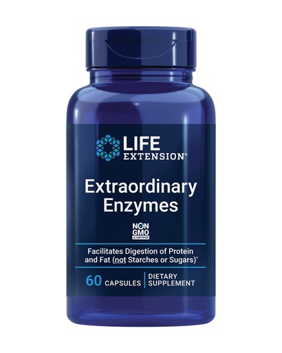 [BRSWI2YMOQMAI3YV] Life Extension Extraordinary Enzymes, Digestive Health Support, Nutrient Absorption, Digestive enzymes, Non-GMO, 60 Capsules