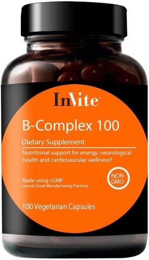 [BRSROBQHCMIWEEY3] Invite Health B-Complex 100 - Supports Mood, Energy, Immune Health & Overall Wellness - 100 Day Supply - 100 Vegetarian Capsules
