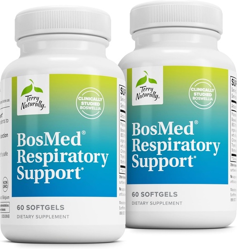[BRSROEI2BUDRGAYY] Terry Naturally BosMed Respiratory Support - Respiratory Support Supplement - Herbal Supplement for Lung Support - Healthy Lung Supplement for Clear Bronchial Passages - 60 Softgels (Pack of 2)