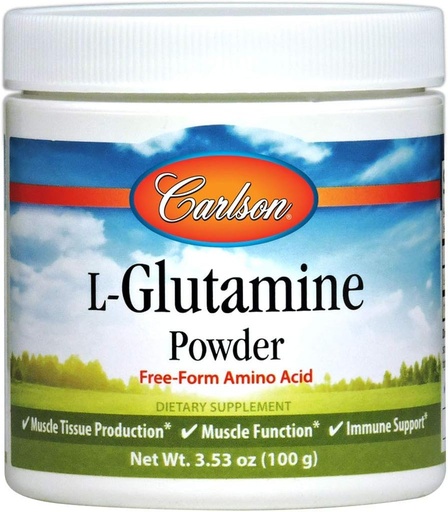 [BRSWIYILCUAACDA7] Carlson - L-Glutamina Powder, Aminoácido de formo libre, 3 g, produción e función dos tecidos musculares, soporte inmune, 3.53 oz (100 g)