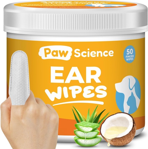 [BRSRAHA5AEMQI3QZ] Dog Ear Cleaner Wipes – Finger Wipes für Hunde & Katzen – Reinigung, Beruhigend, &amp; Deodorieren juckende Ohren – Pet Ear Relief Solution (Coconut)